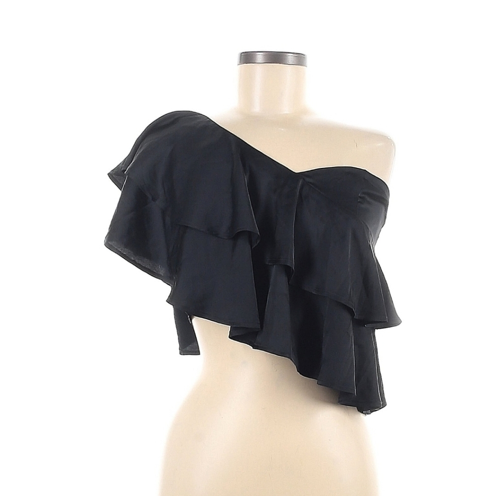 Express One Shoulder Ruffled Crop Top